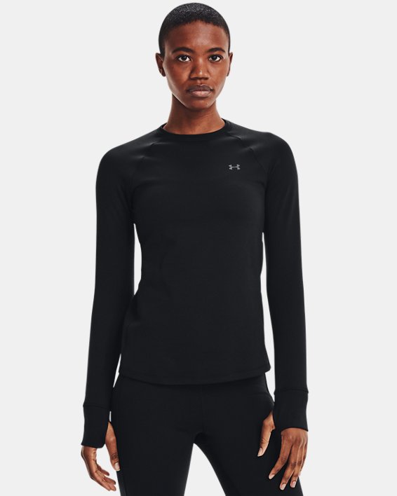 Damen ColdGear® Base 3.0 Shirt mit Rundhalsausschnitt, Black, pdpMainDesktop image number 1